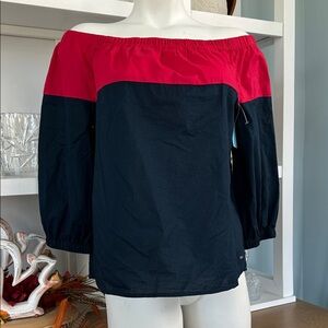 Bundle 5 items @ 10$, pay only 30$ -  Off-Shoulder Blouse - Red and Blue